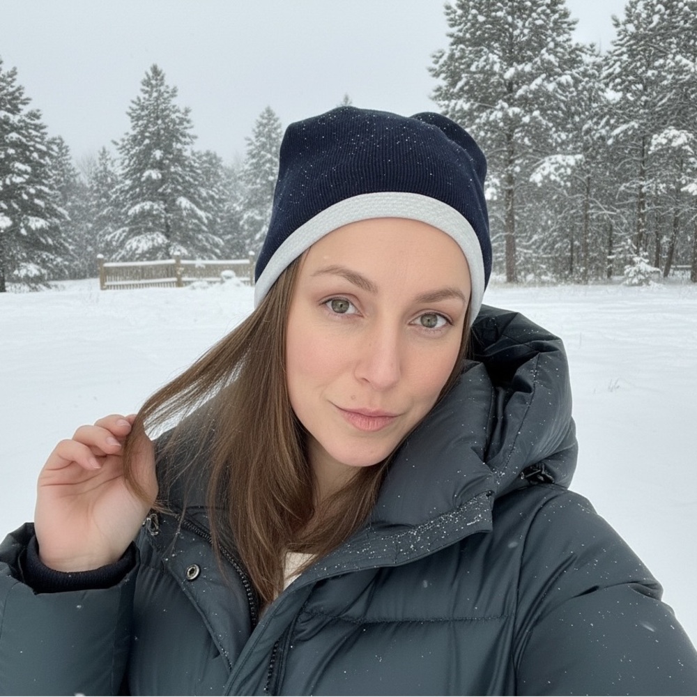 Sport-Tek Navy Blue with Silver Trim Knit Beanie Hat with Textured Band Winter